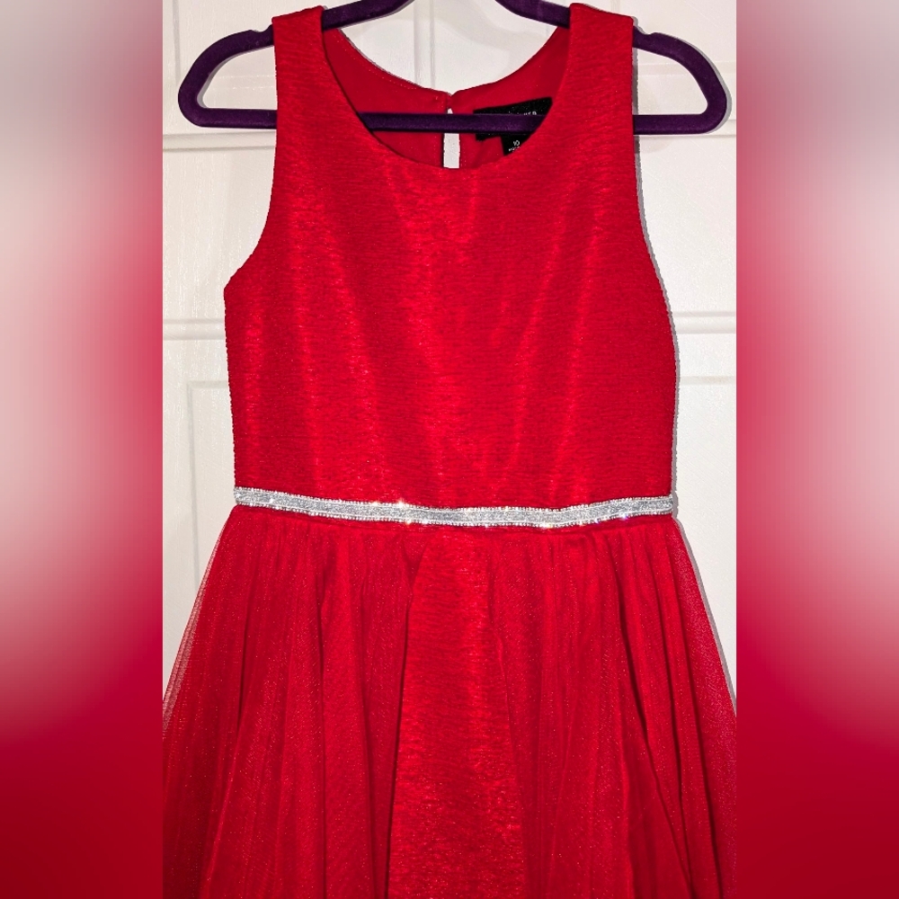 Amy Byer Red Girls Dress w/ Glittering Waistband - Sz 10 - Picture 5 of 8